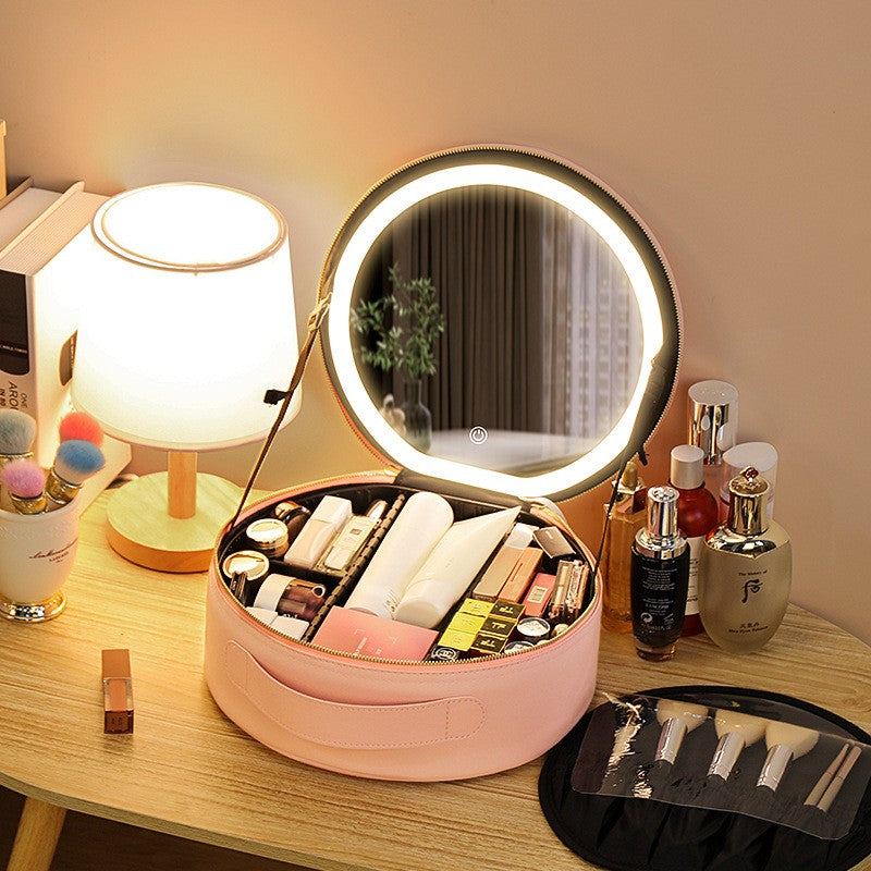 LED Makeup Bag With Mirror Lights Women Beauty Bag