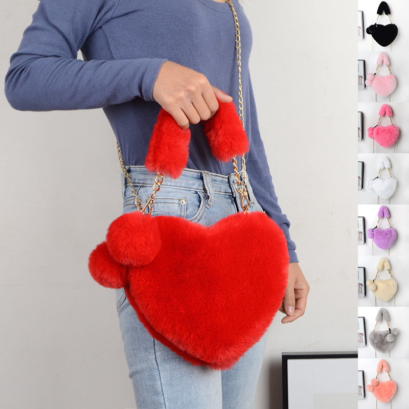 Soft Plush Handbags Women Valentine's Day Party Bag