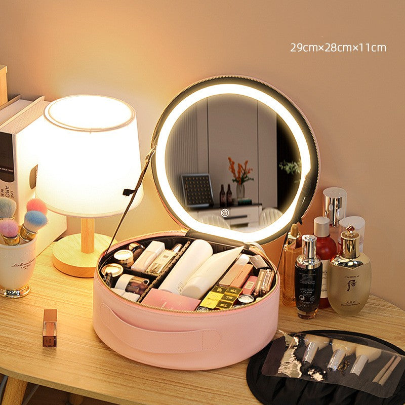 LED Makeup Bag With Mirror Lights Women Beauty Bag