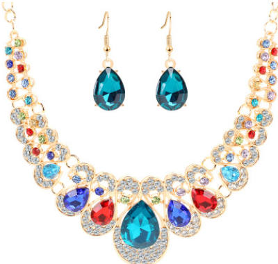 Retro ethnic style jewelry set crystal gem set