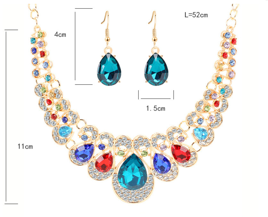 Retro ethnic style jewelry set crystal gem set