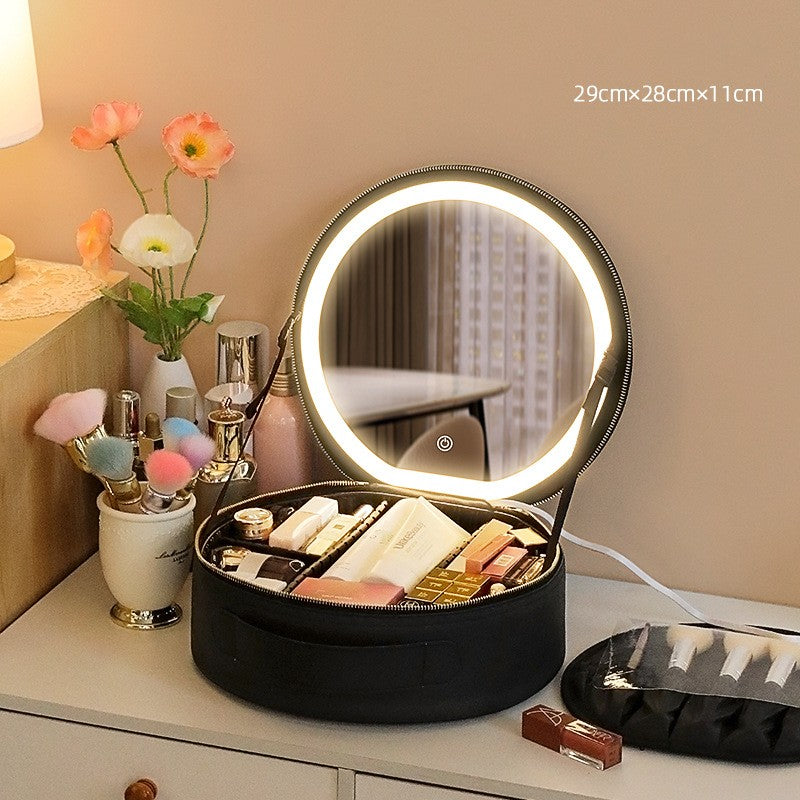 LED Makeup Bag With Mirror Lights Women Beauty Bag