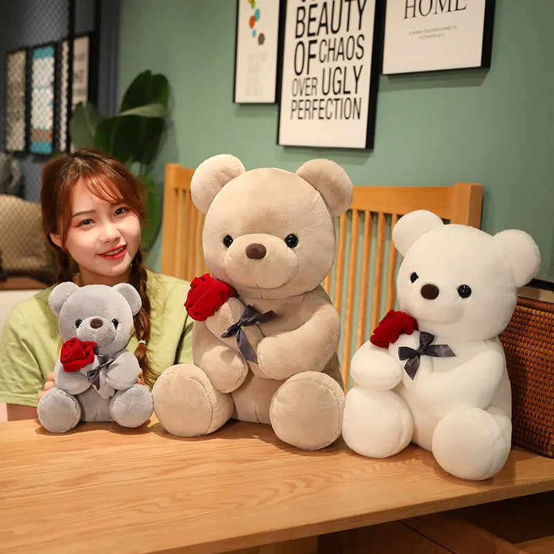 23-45cm New Lovely Hug Roses Teddy Bear