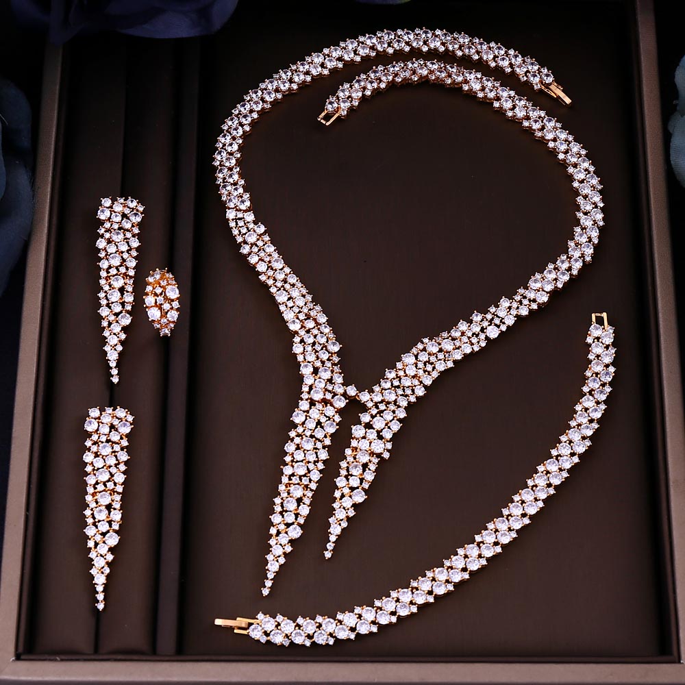 Cubic Zircon Water Drop Jewelry Set